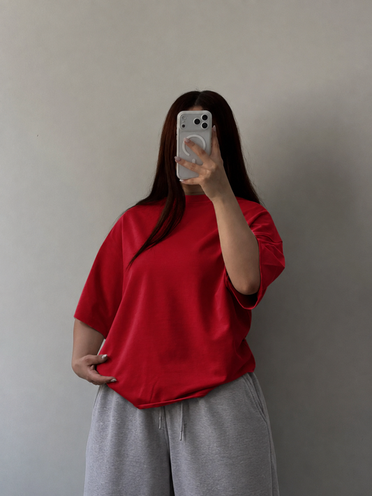 RED DROP SHOULDER T-SHIRT