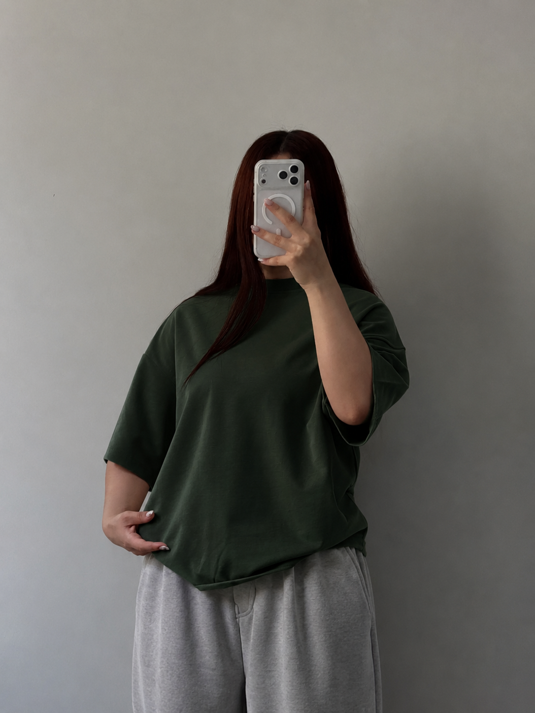 BOTTLE GREEN DROP SHOULDER T-SHIRT