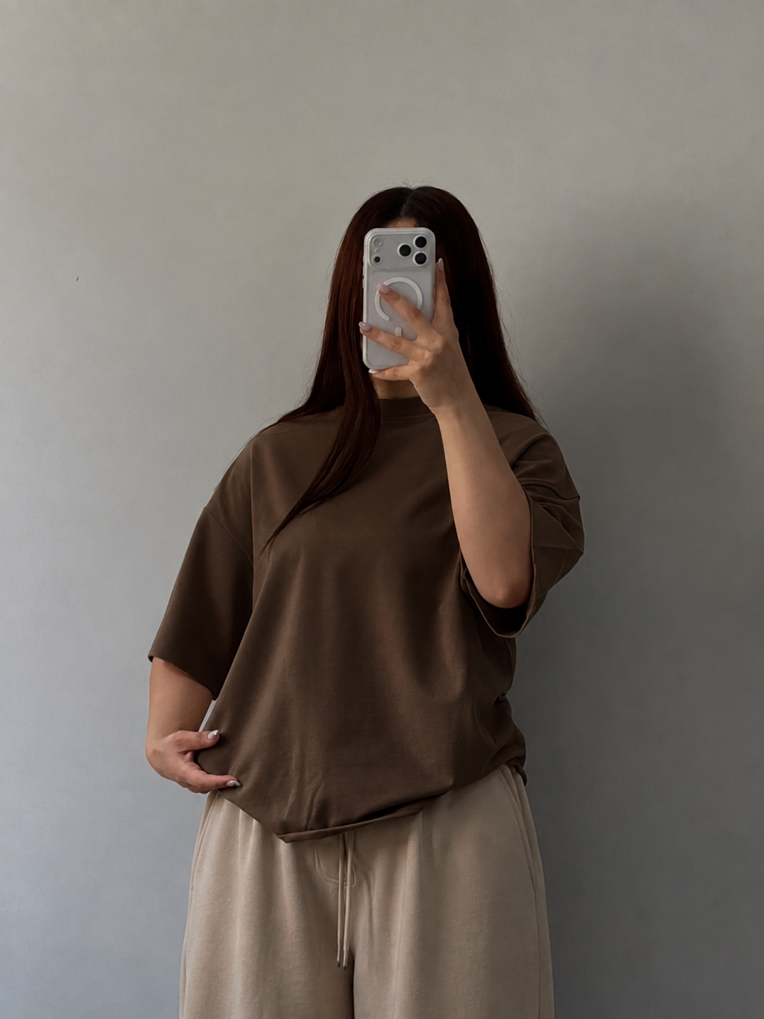 BROWN DROP SHOULDER T-SHIRT