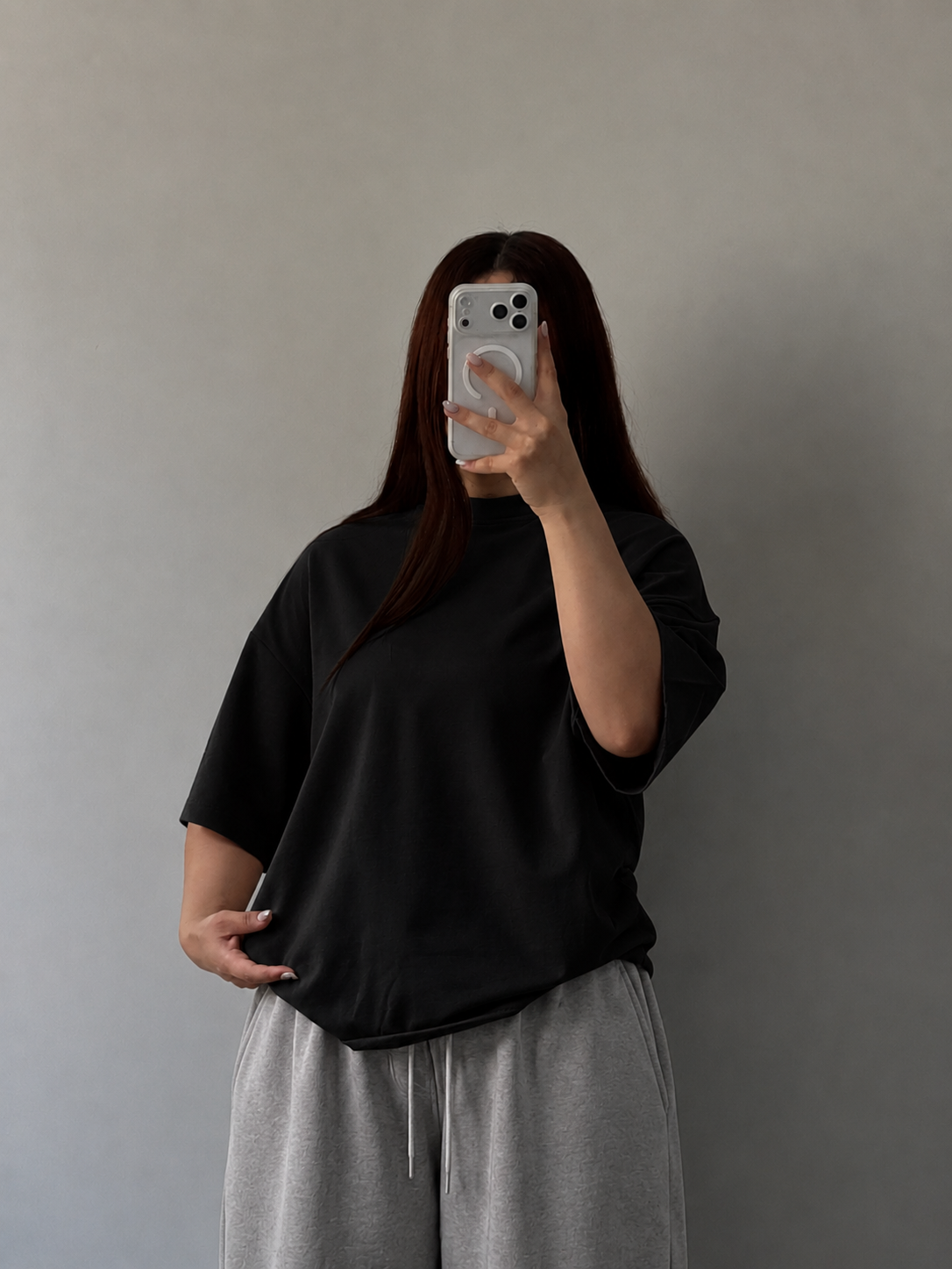 BLACK DROP SHOULDER T-SHIRT
