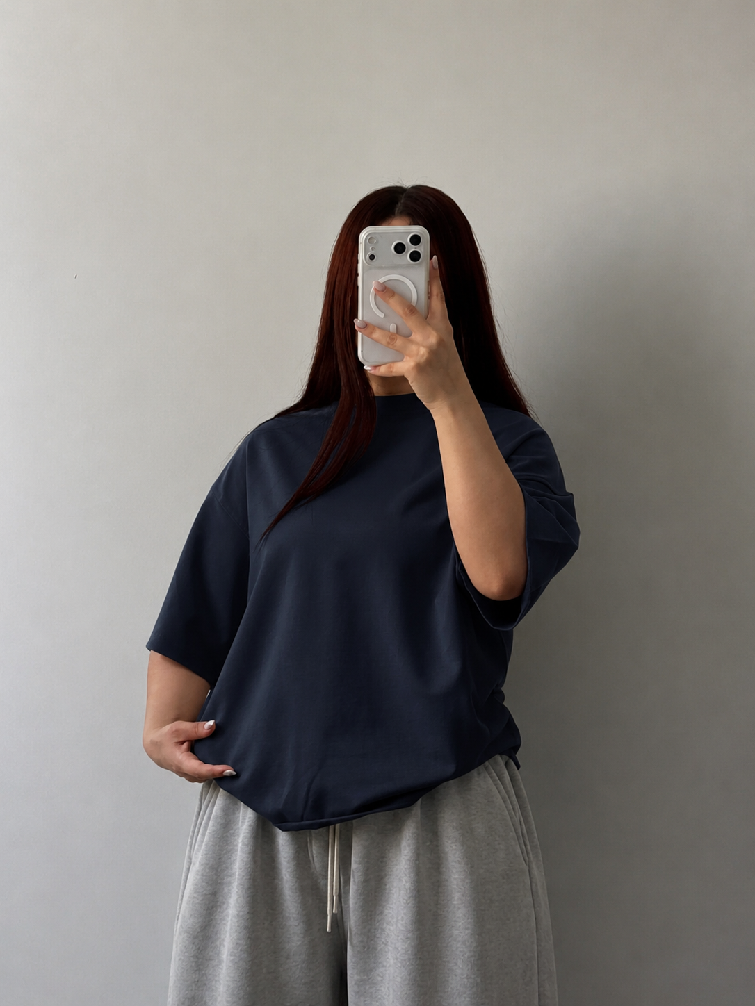 NAVY BLUE DROP SHOULDER T-SHIRT