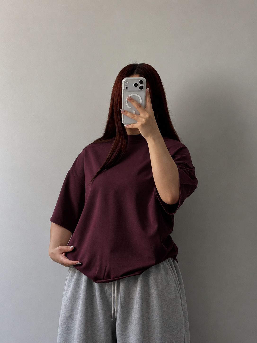 MAROON DROP SHOULDER T-SHIRT