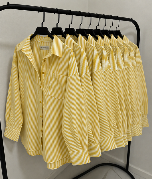LEMON YELLOW STRIPED BUTTON DOWN SHIRT