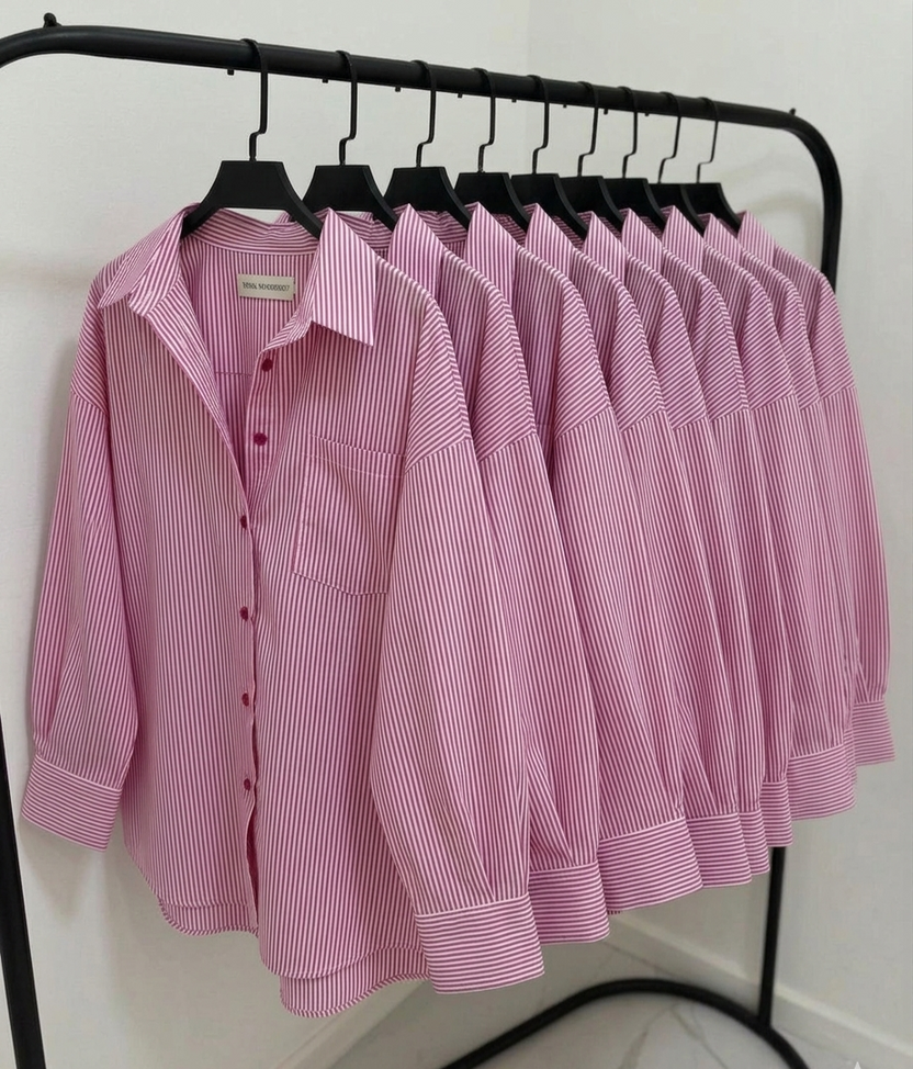 BABY PINK STRIPED BUTTON DOWN SHIRT