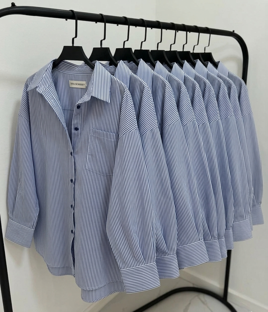 SKY BLUE STRIPED BUTTON DOWN SHIRT