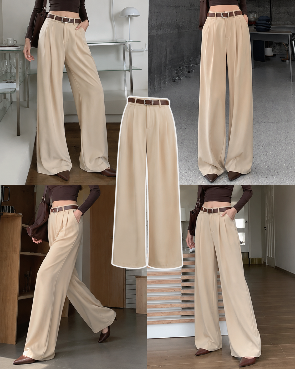 BEIGE FORMAL COTTON PANTS