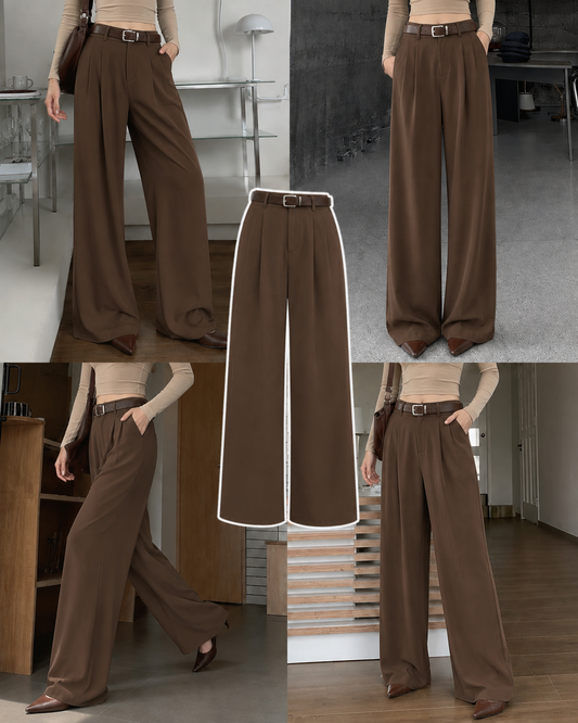 BROWN FORMAL COTTON PANTS