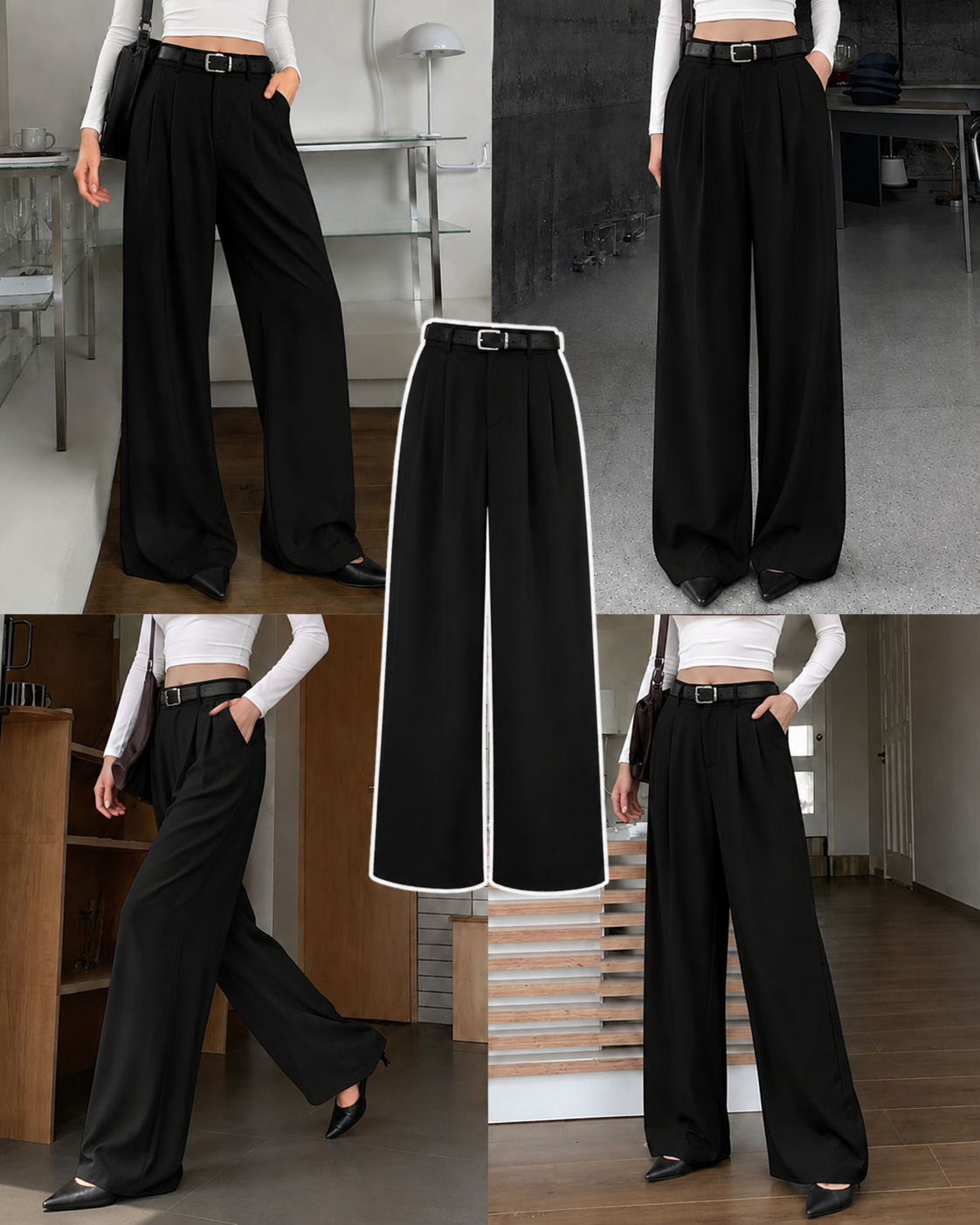 BLACK FORMAL COTTON PANTS