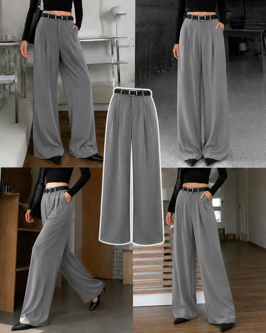GREY FORMAL COTTON PANTS