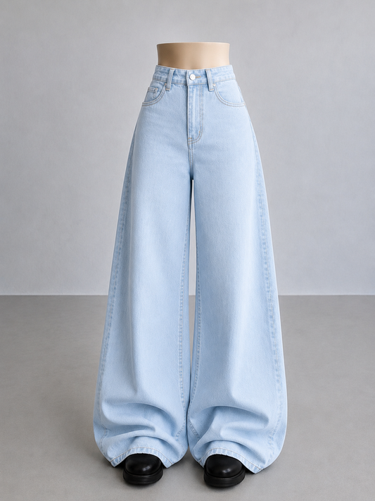 ICE-BLUE WIDE LEG JEANS