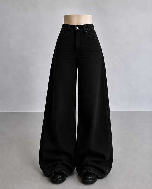 BLACK WIDE LEG JEANS