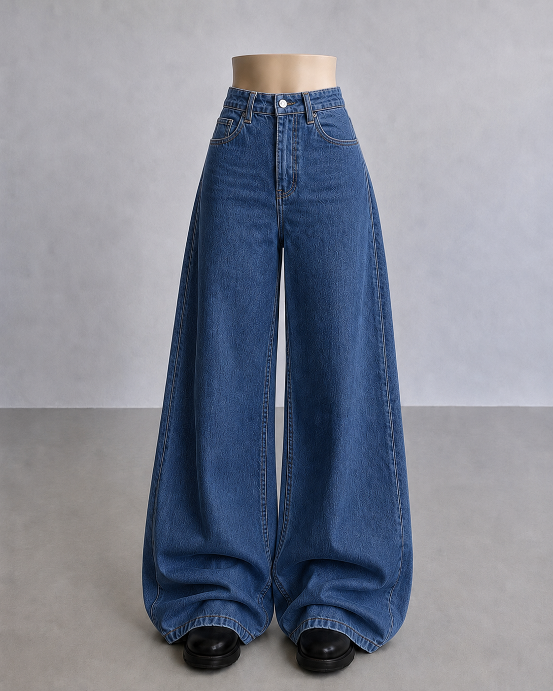 MID BLUE WIDE LEG JEANS
