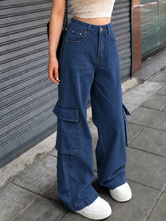 DARK-BLUE CARGO JEANS