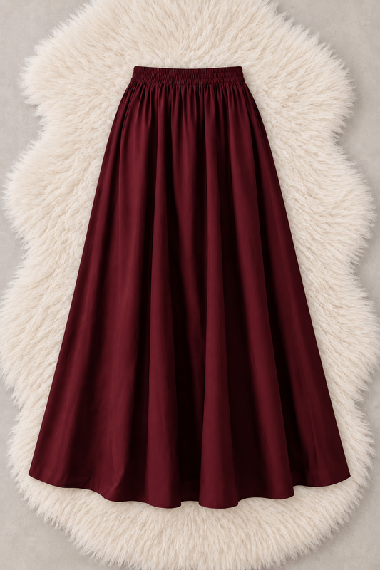 MAROON FLOWY MAXI SKIRT