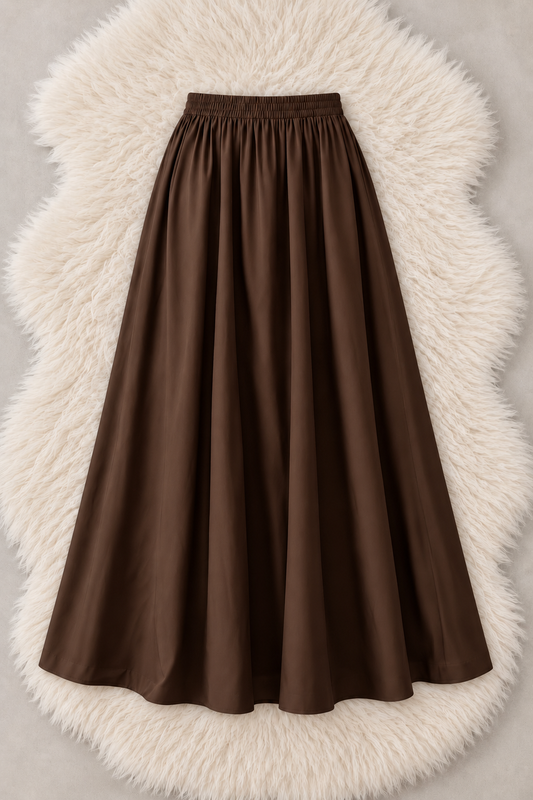 BROWN FLOWY MAXI SKIRT