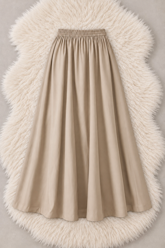 BEIGE FLOWY MAXI SKIRT
